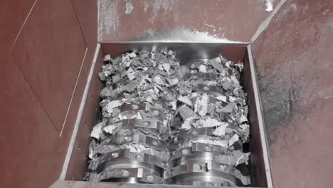processing waste with industrial shredder