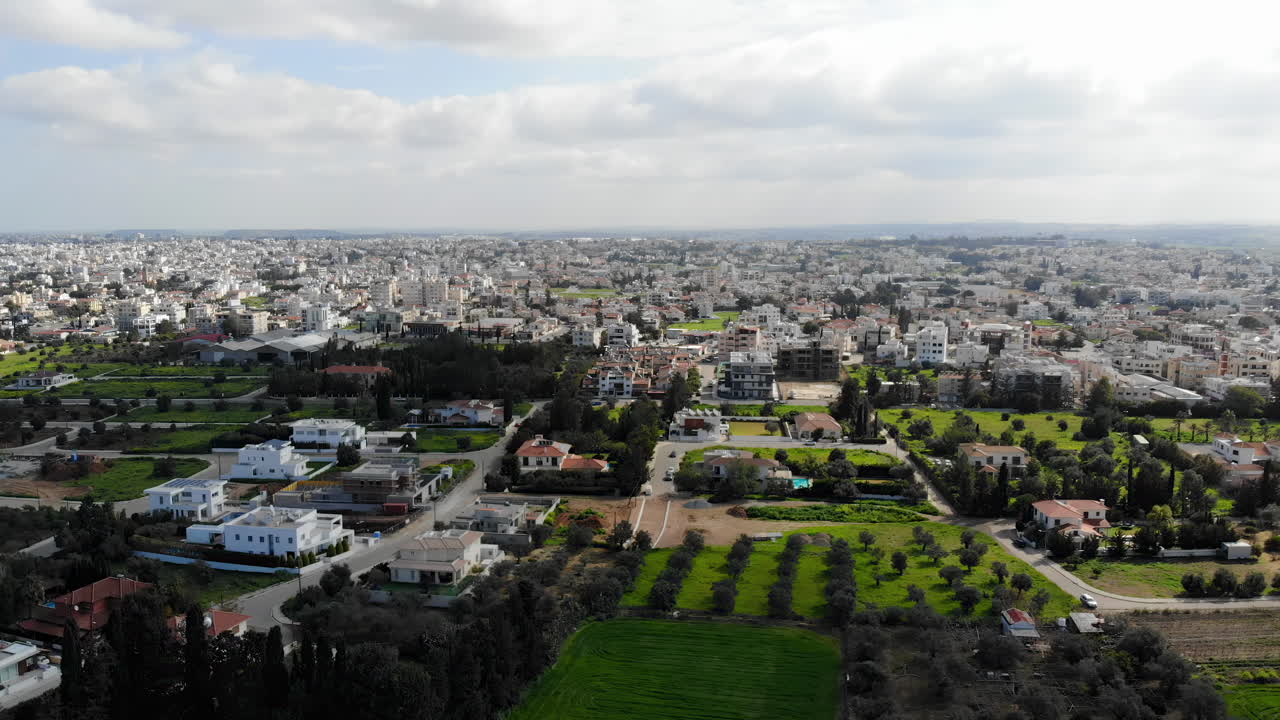 Aerial drone view of Nicosia, Cyprus