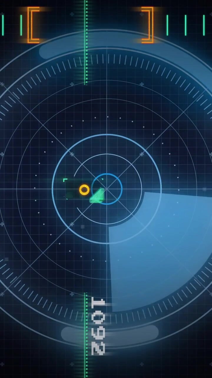 Animation of digital data processing and scope scanning over dark background