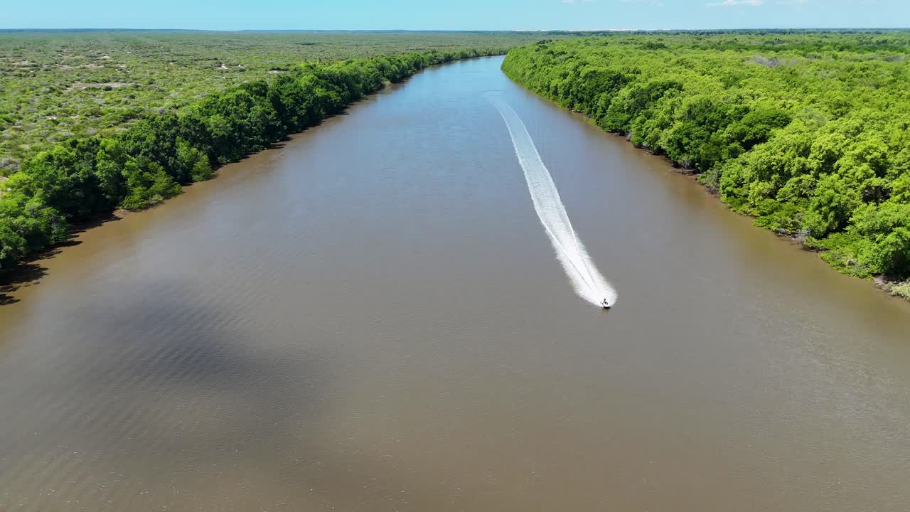 Boat Tour At Tutoia In Maranhao Brazil. Parnaiba Delta Landscape. Cruise Trip. Boat Tour At Tutoia In Maranhao Brazil. Safari Delta Of The Americas. Mangrove Skyline. Parnaiba Delta