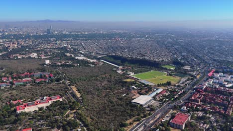 pollution-filled sky over south mexico city, seen from above