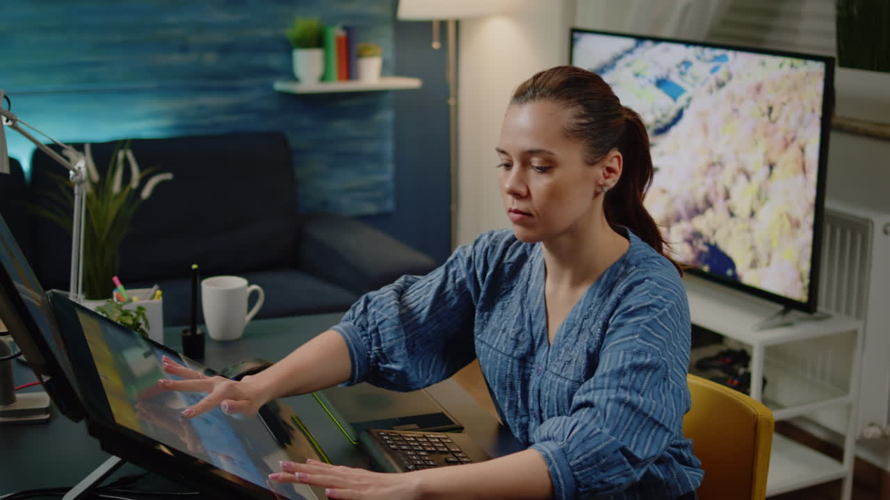 Retouch artist editing pictures at photography studio