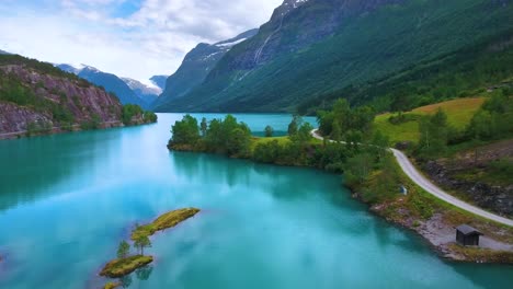 lovatnet lake beautiful nature norway.