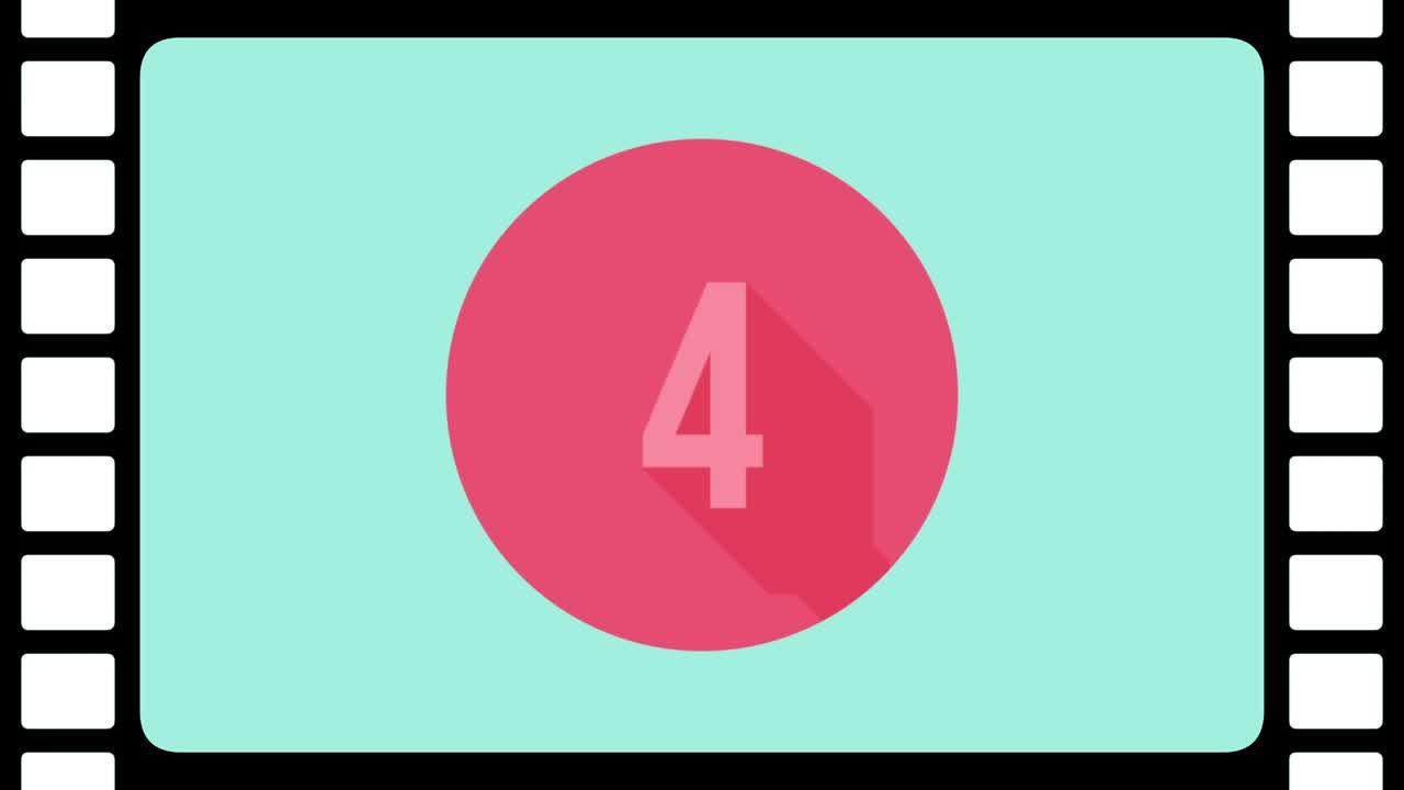 Digital green film countdown with glitch effect in futuristic style