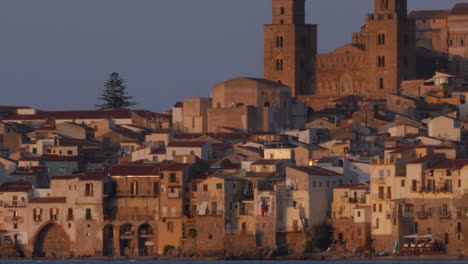 a panning view of the ancient town of cefalu, sicily, italy