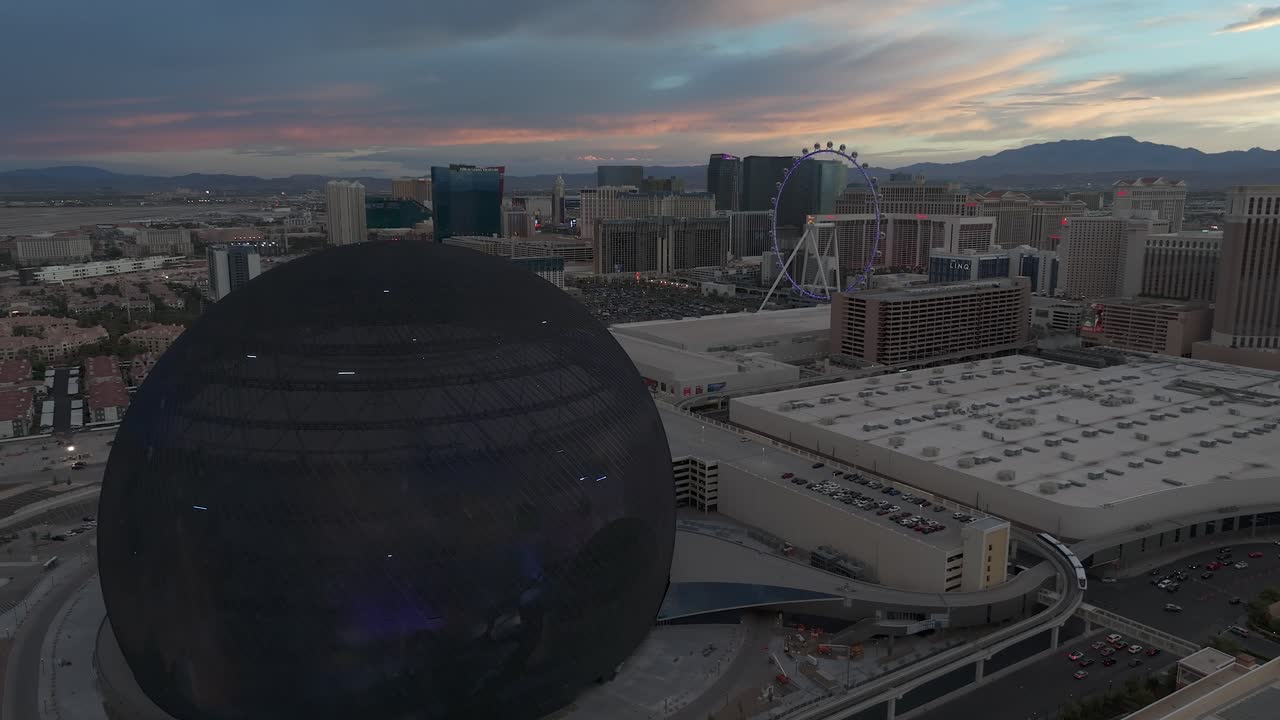 agosto de 2023 - 4k aérea de la esfera en las vegas, nevada, ee.uu.