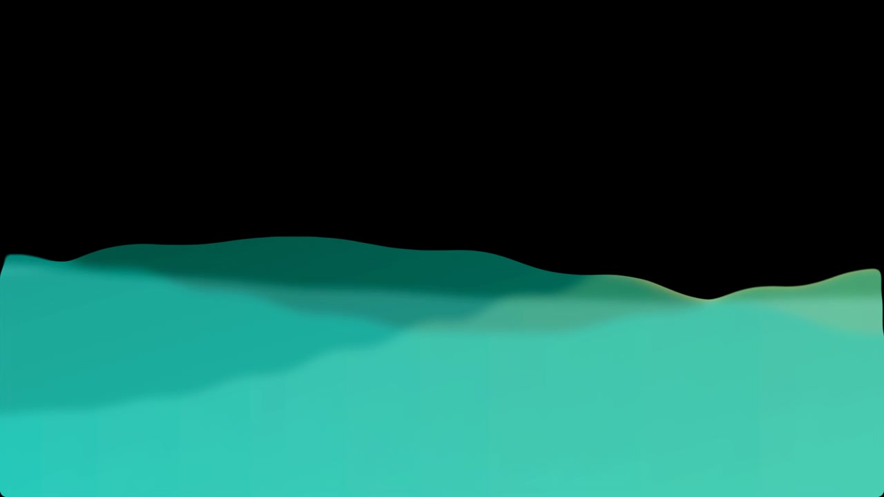 Abstract Motion of Teal Liquid Wave Against Black Background