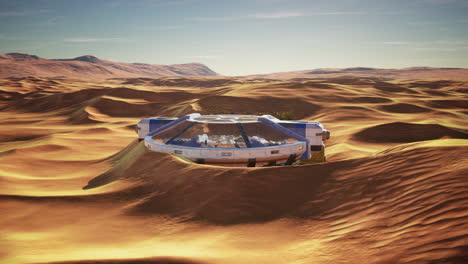 estación espacial en un paisaje desértico