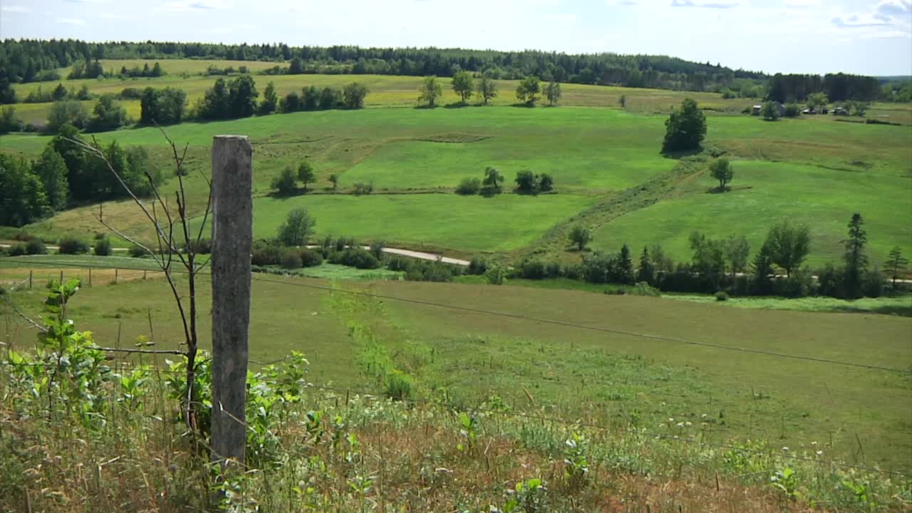 un tranquilo camino de campo en una comunidad rural en new brunswick, canadá