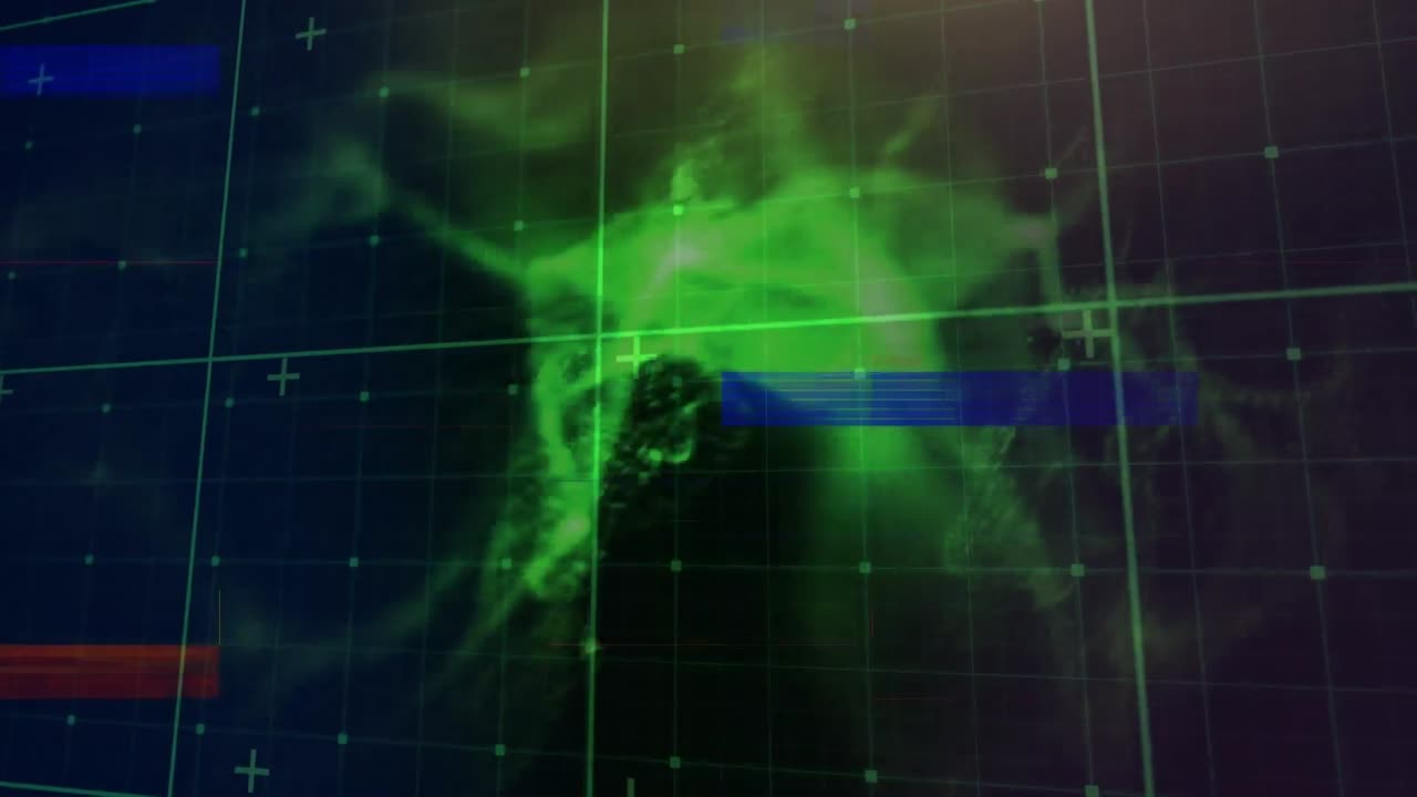 animación de rectángulos y venas de colores en espacio verde y negro