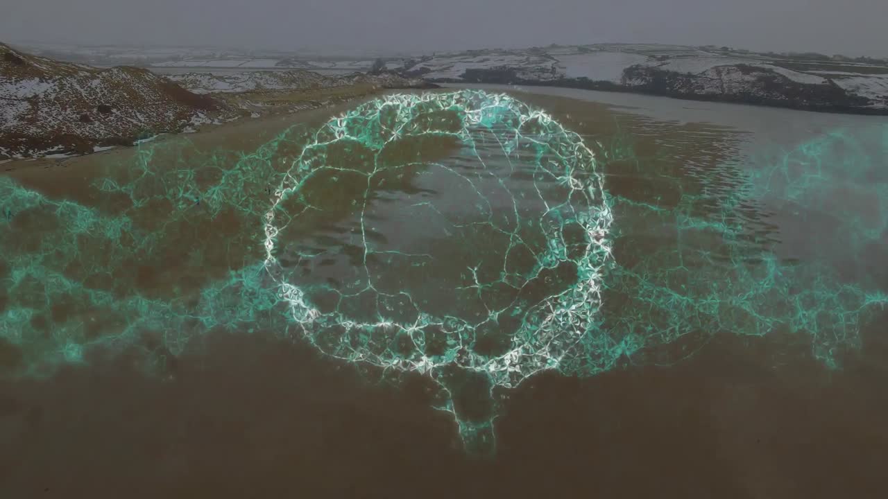 animación del cerebro humano sobre el paisaje marino