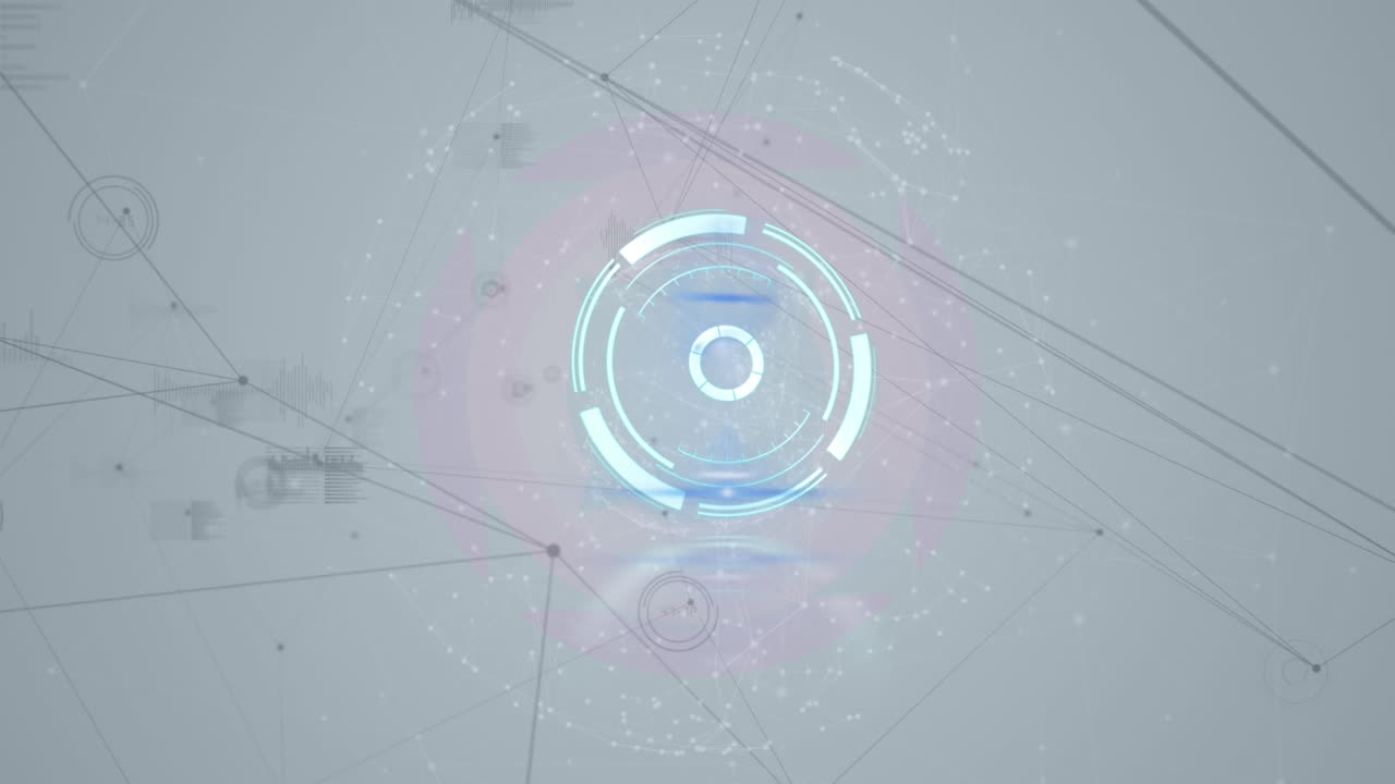 animación del escaneo de alcance sobre el procesamiento de datos y la red de conexiones