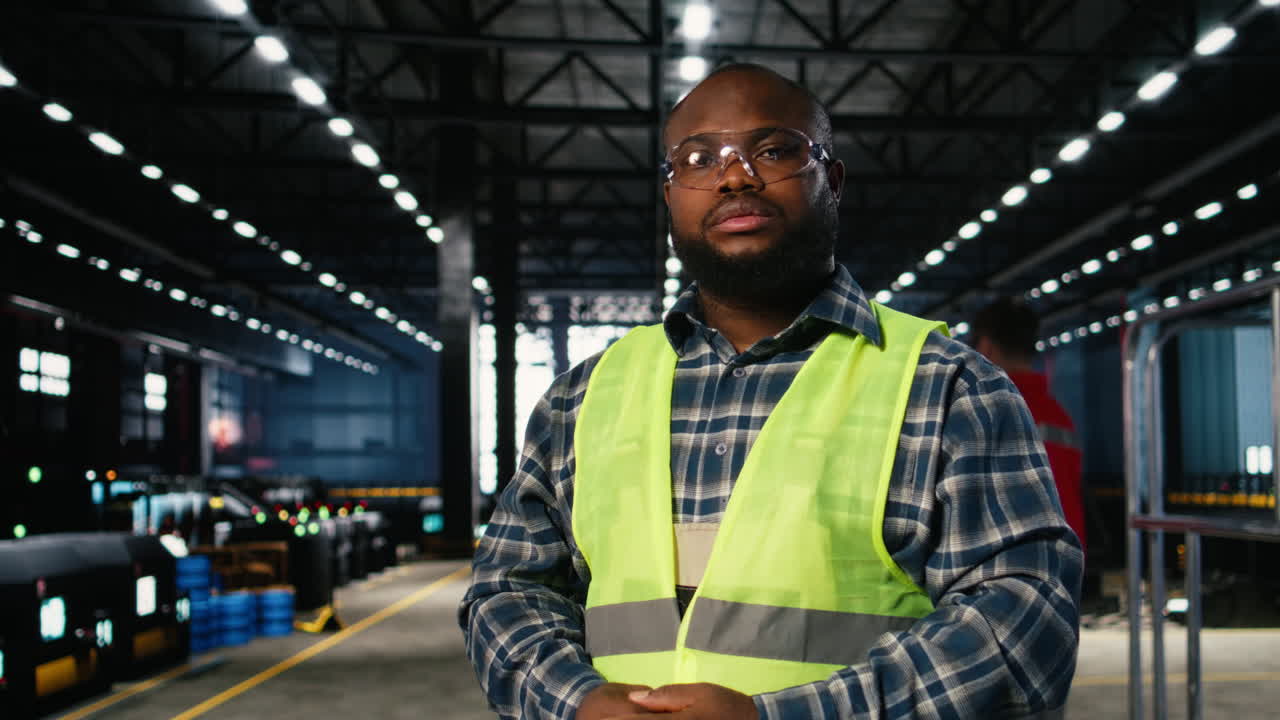 Black worker in a plant overseeing steel manufacturing with automation equipment