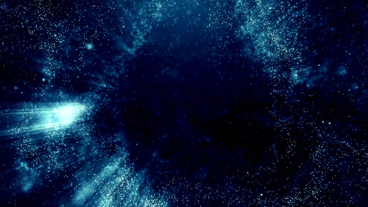 partículas de polvo azul abstracto luz bokeh títulos de movimiento bucle de fondo cinematográfico