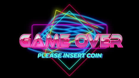 animation of game over text over light trails on black background