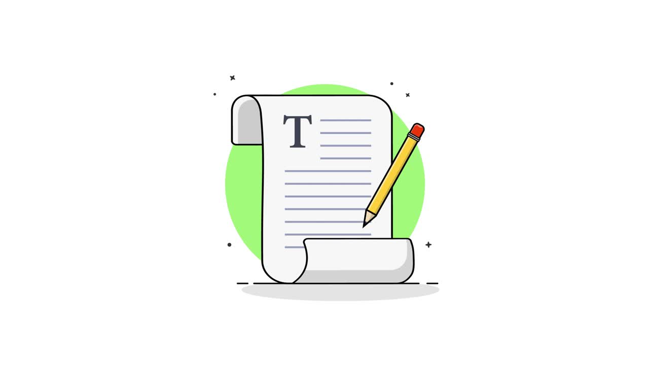 Animated Illustration of a Pencil Writing on a Document