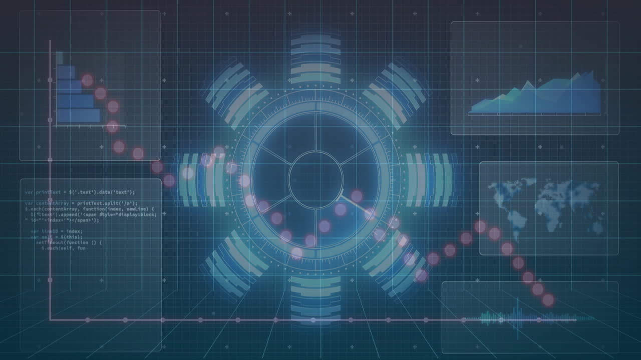 animatie van grafieken en grafieken via een futuristische gegevensanalyse-interface
