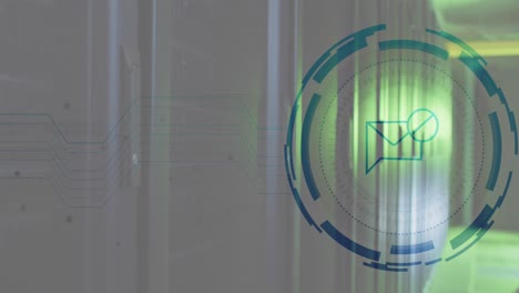 animación del procesamiento de datos en la sala de servidores
