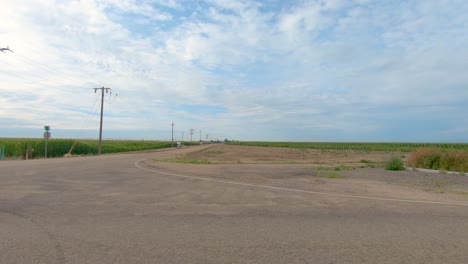 American-flags-are-perched-on-top-of-fence-posts-on-this-farm-house