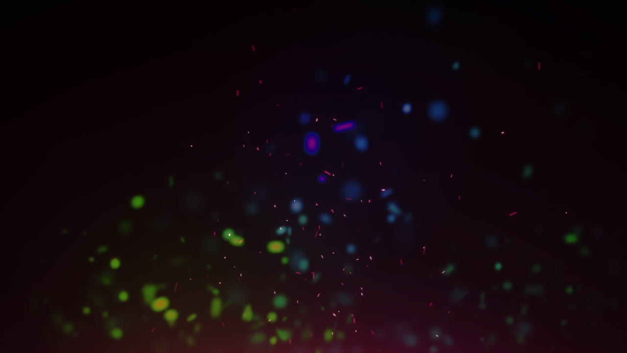 Animation of colourful spots floating over black background