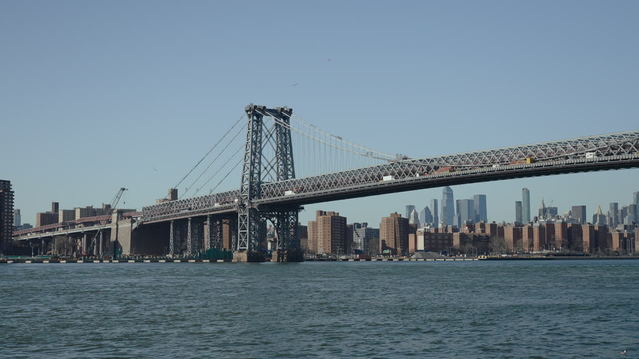New York City Skyline with Bridge over River