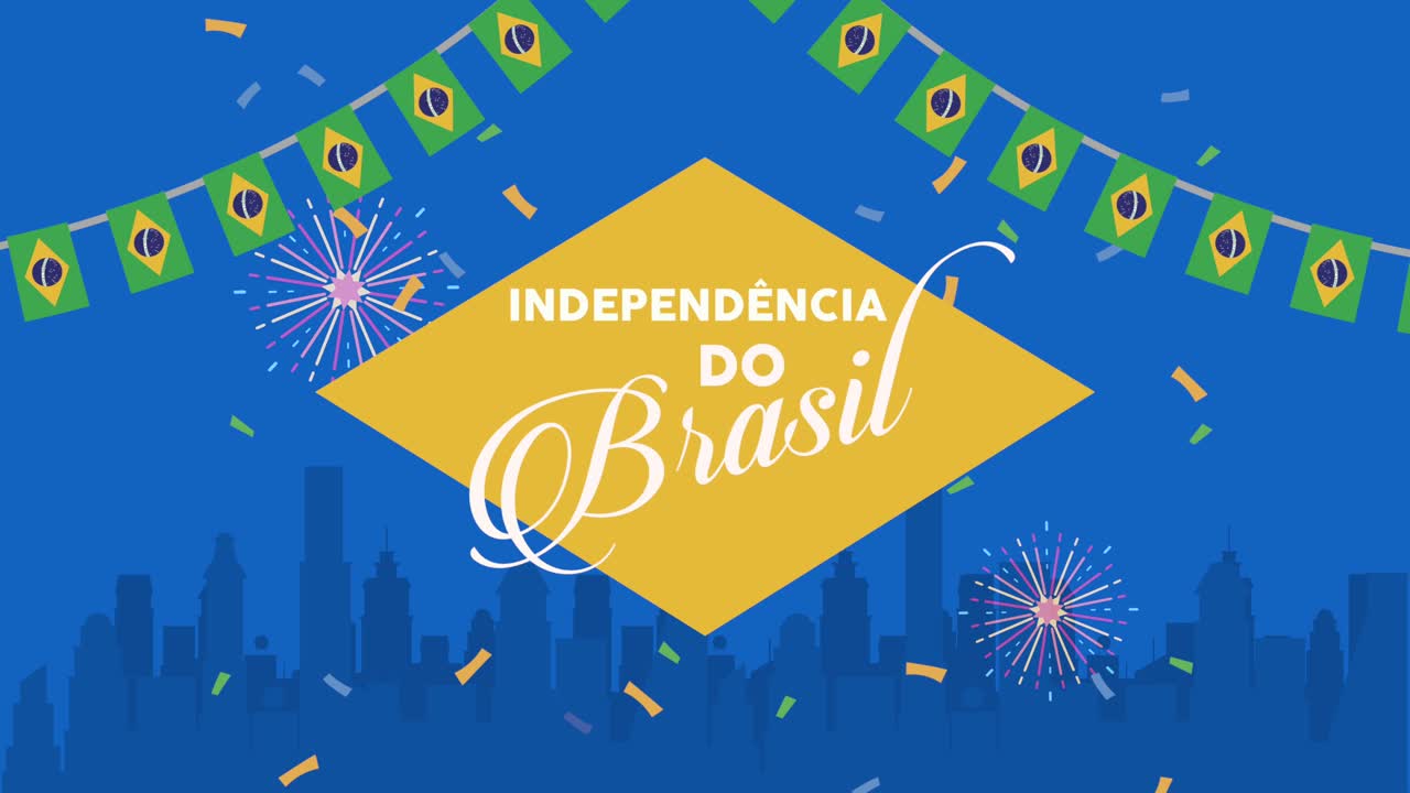 독립 브라질 도시에 장미와 함께 글자