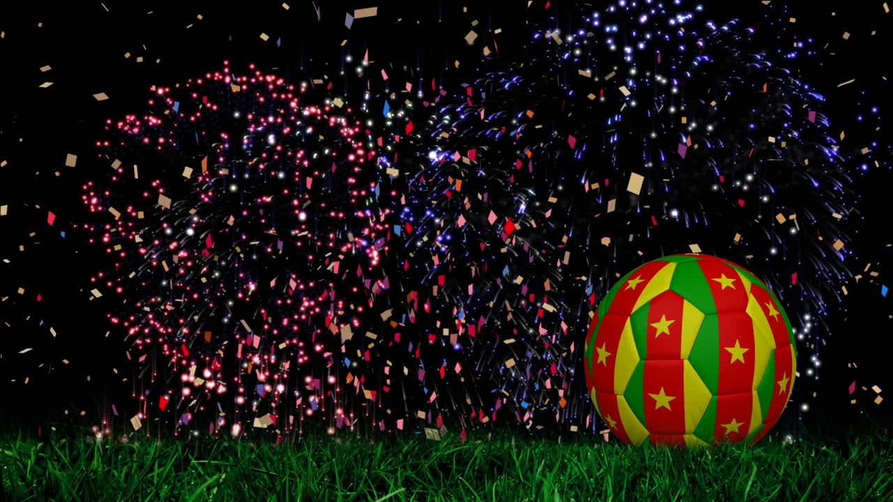 불꽃놀이 위에 카메룬의  ⁇ 발의 애니메이션