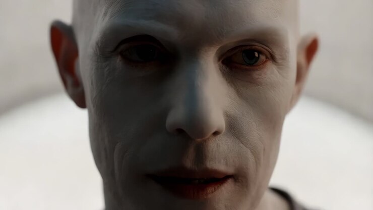 Close-up Portrait of a Man with White Face Paint