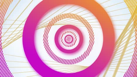 Animation-of-pink-circles-and-lines-moving-on-white-background