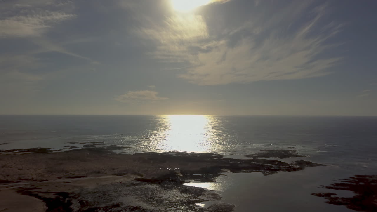 Droneflight into sunset