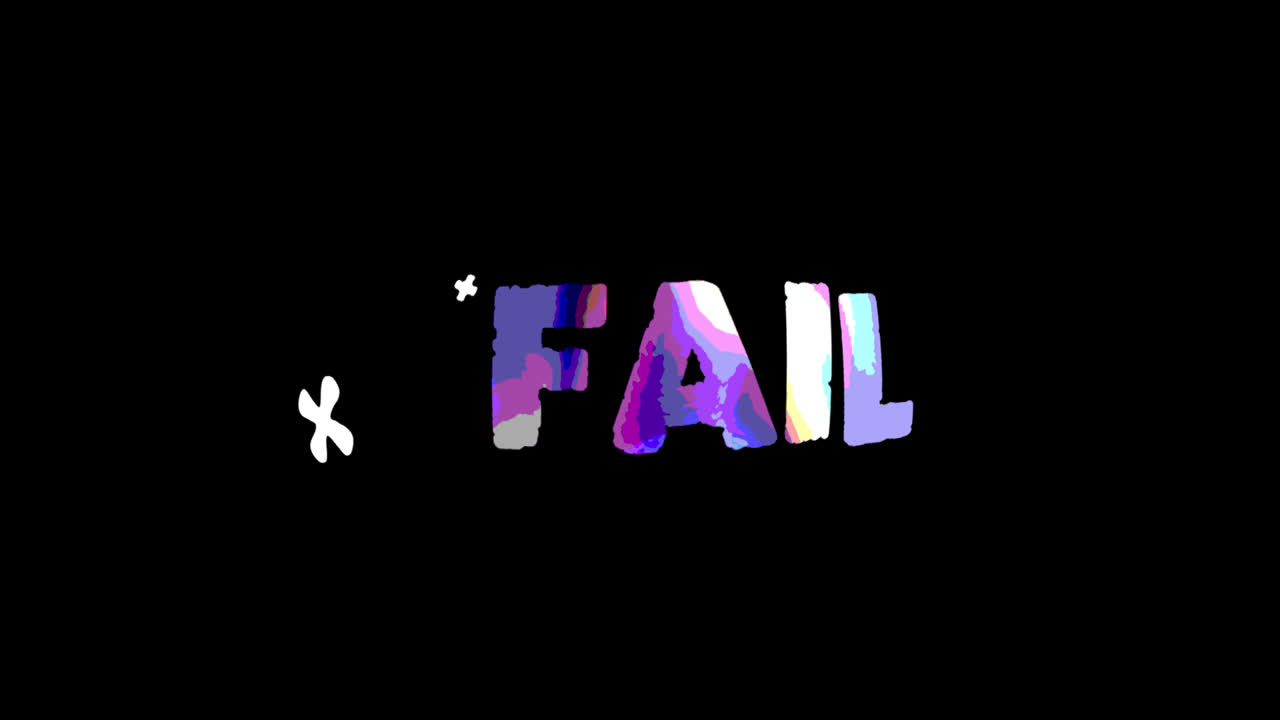 Glitchy Colorful FAIL Text Appearing on Black Background