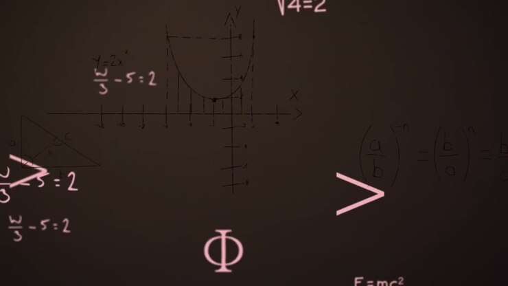 Animation of mathematical equations over black background