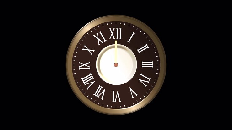 Animated Clock Face with Roman Numerals on Black Background