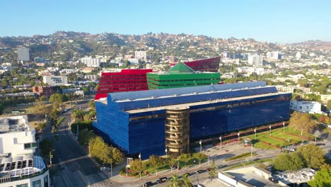 aerial over the pacific design center in west hollywood los angeles california