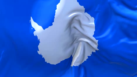 antarctica flag waving in wind slow motion animation . 4k realistic fabric texture flag smooth blowing on a windy day continuous seamless loop background.