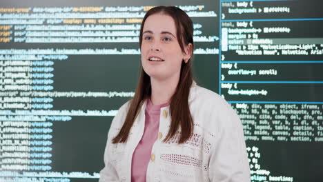 woman giving a lecture on coding
