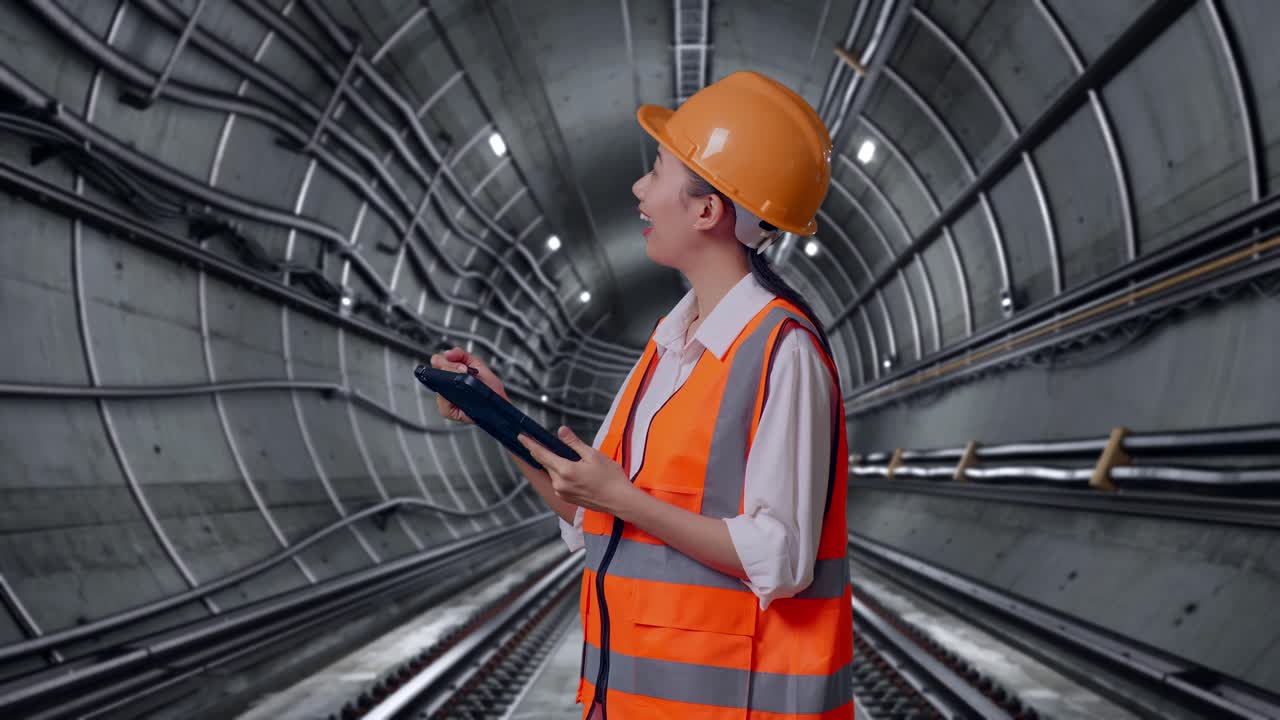 Female Engineer Inspecting a Tunnel Project
