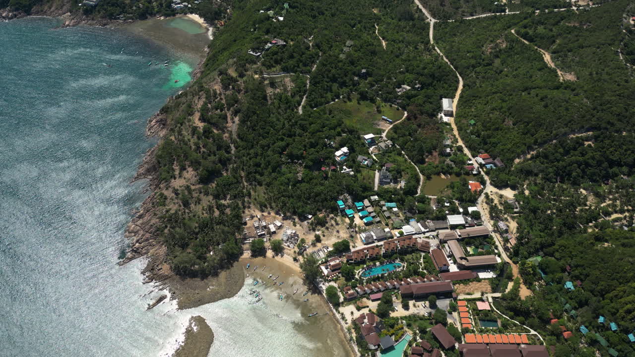 Aerial of Haad Yao beach in tropical Thai island of Koh Phangan