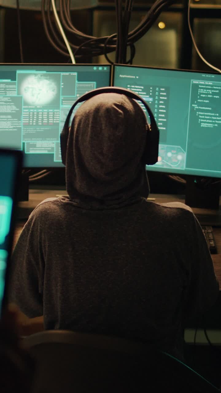 Video verticale: diversi hacker che violano il sistema governativo per rubare dati importanti