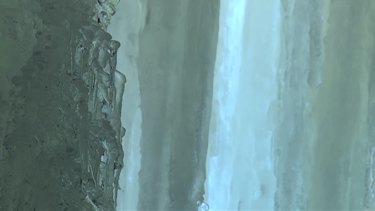 Eben Ice Caves Glacier Ice In Michigan, United States - Close Up