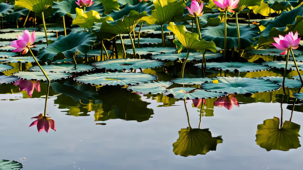 Flores de loto rosadas en un estanque