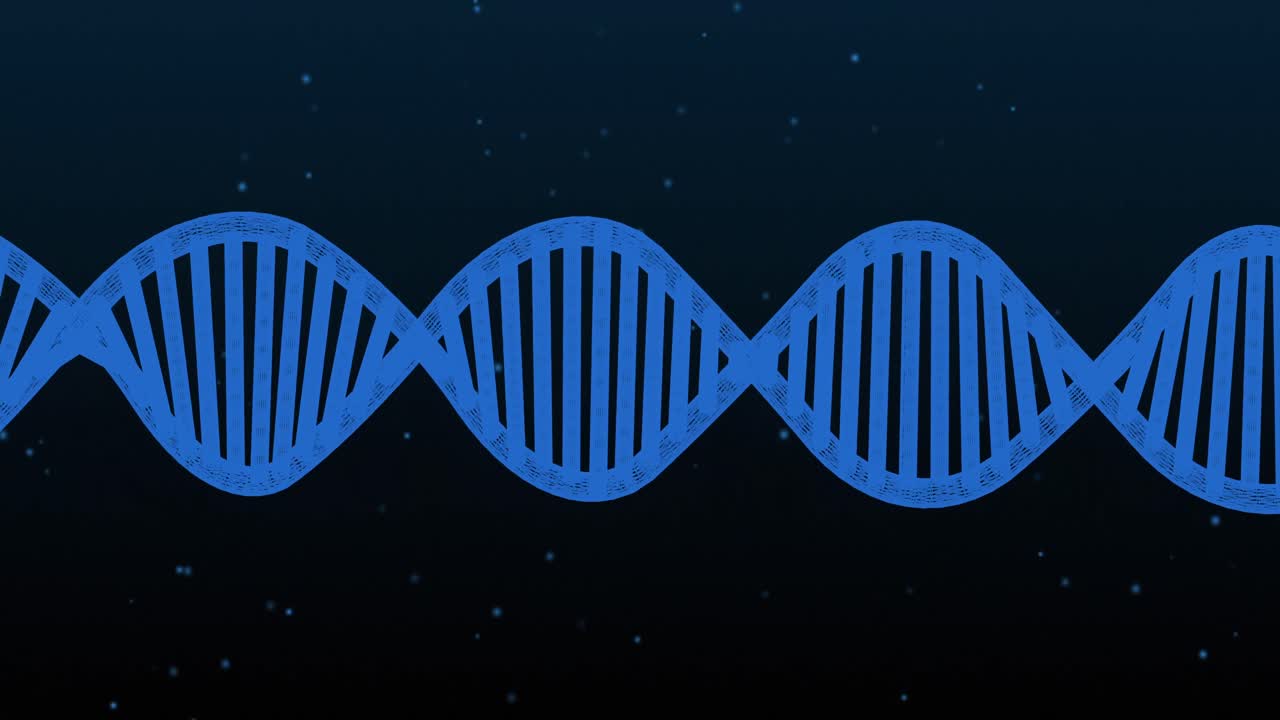 Animasi untai DNA dengan latar belakang hitam