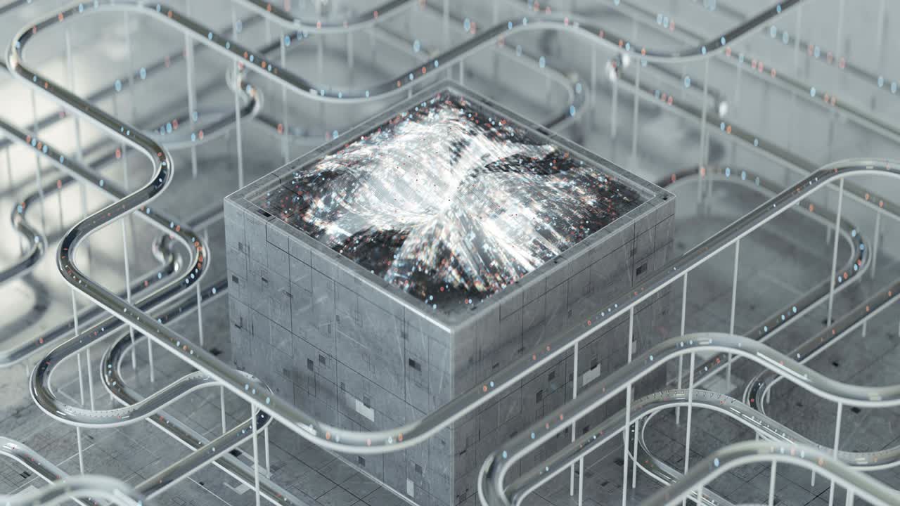 미래 기술 추상화 (seamless loop) 3d 렌더링 애니메이션