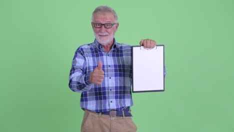 handsome senior bearded hipster man