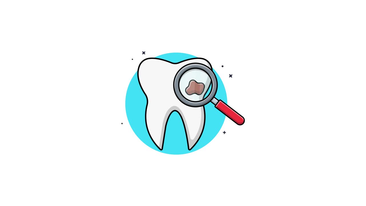 Magnifying Glass Examining a Tooth for Cavity