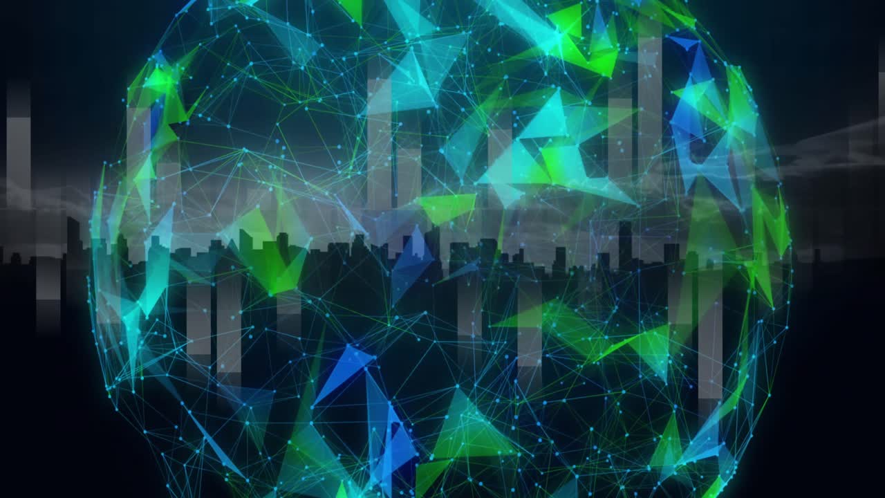 도시 풍경에 대한 연결 네트워크의 지구상의 애니메이션