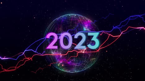 animación del globo sobre el texto de 2023.