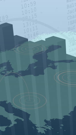 animation of data processing over world map