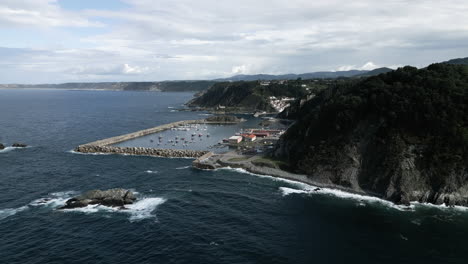 Drone-Shot-of-Harbour-in-North-of-Spain