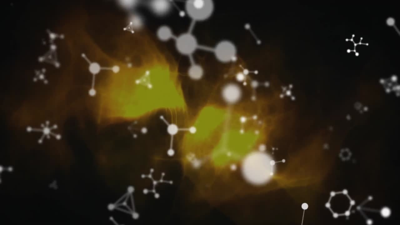 animación de las conexiones sobre ondas naranjas sobre fondo negro